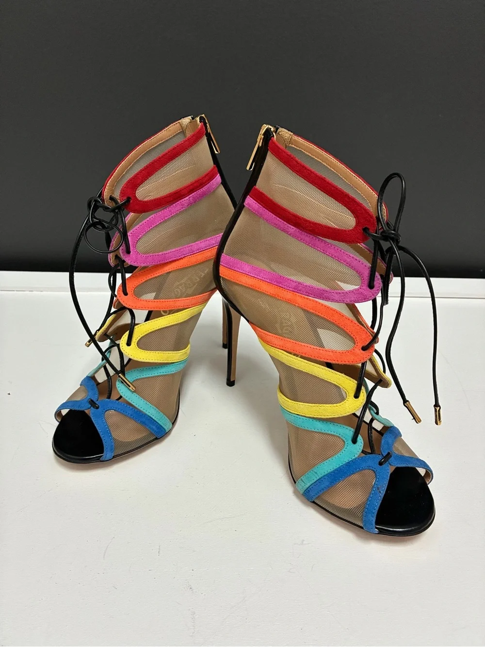 Ferragamo Worn-Once Multi-Color Strappy High Heel Sandals
